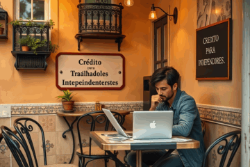 Pessoa analisando opções de crédito para trabalhadores independentes em laptop.