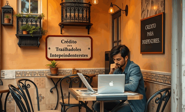 Pessoa analisando opções de crédito para trabalhadores independentes em laptop.
