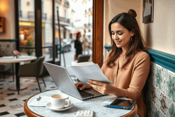 Imagem de um freelancer a solicitar crédito rápido no computador.