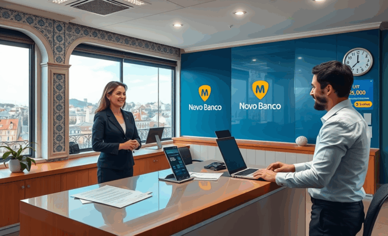 Representação de um cliente solicitando crédito pessoal no Novo Banco.
