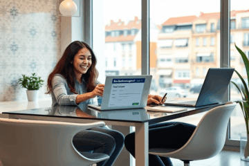 Pessoa usando laptop para solicitar empréstimo rápido no Banknorwegian.pt