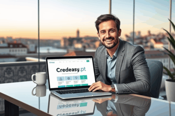 Imagem destacada mostrando a interface digital da Credeasy.pt com elementos de segurança e conveniência.