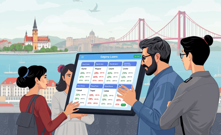 Imagem ilustrando a comparação de opções de crédito disponíveis em plataformas online em Portugal.